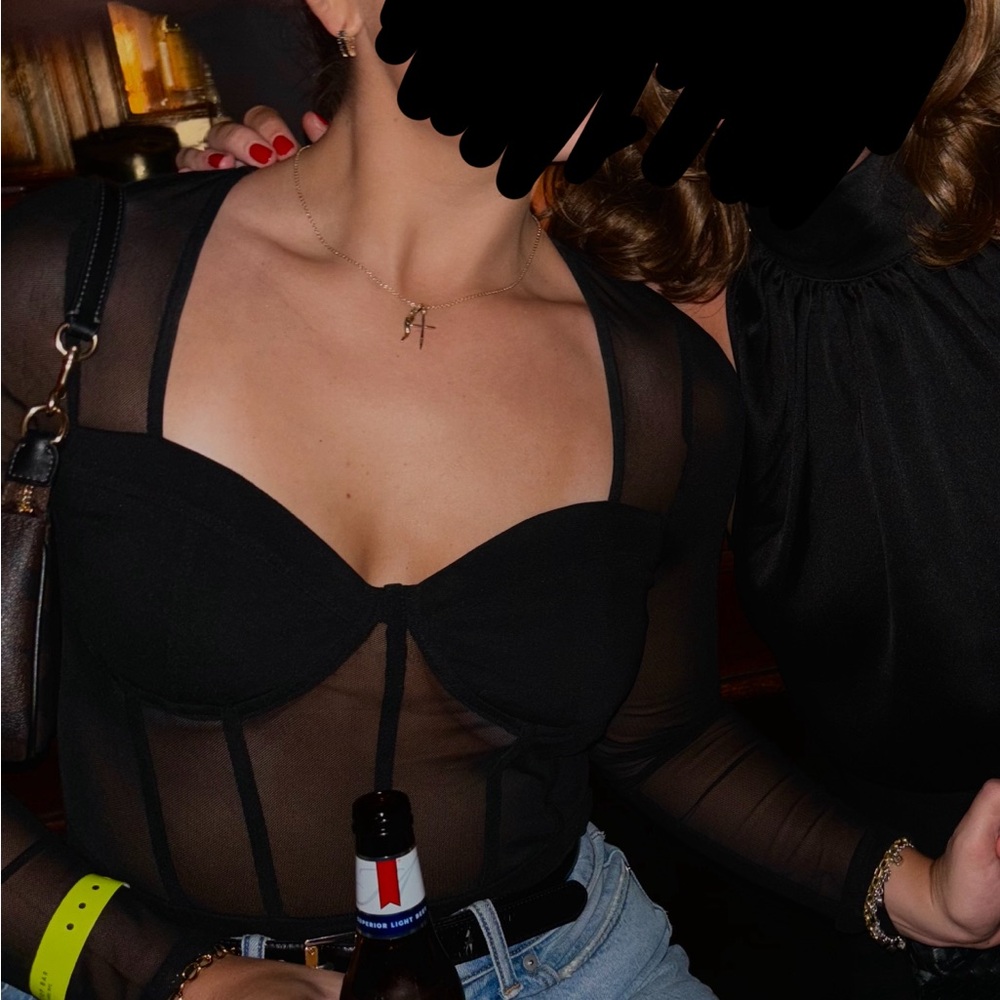 Chocolate Black Mesh Bodysuit